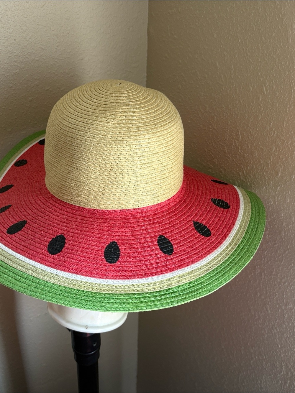 Straw Watermelon Sun Hat  - Pink, Green, Cream